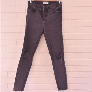Madewell high rise ripped knee raw hem jeans